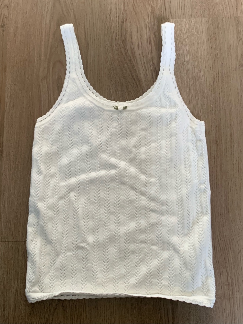Wilfred white Pointelle Knit Tank Eremia Top Stretch Flower Size Small Summer